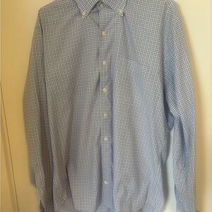 Peter Millar Light Blue Windowpane Button-Down Crown Finish Shirt